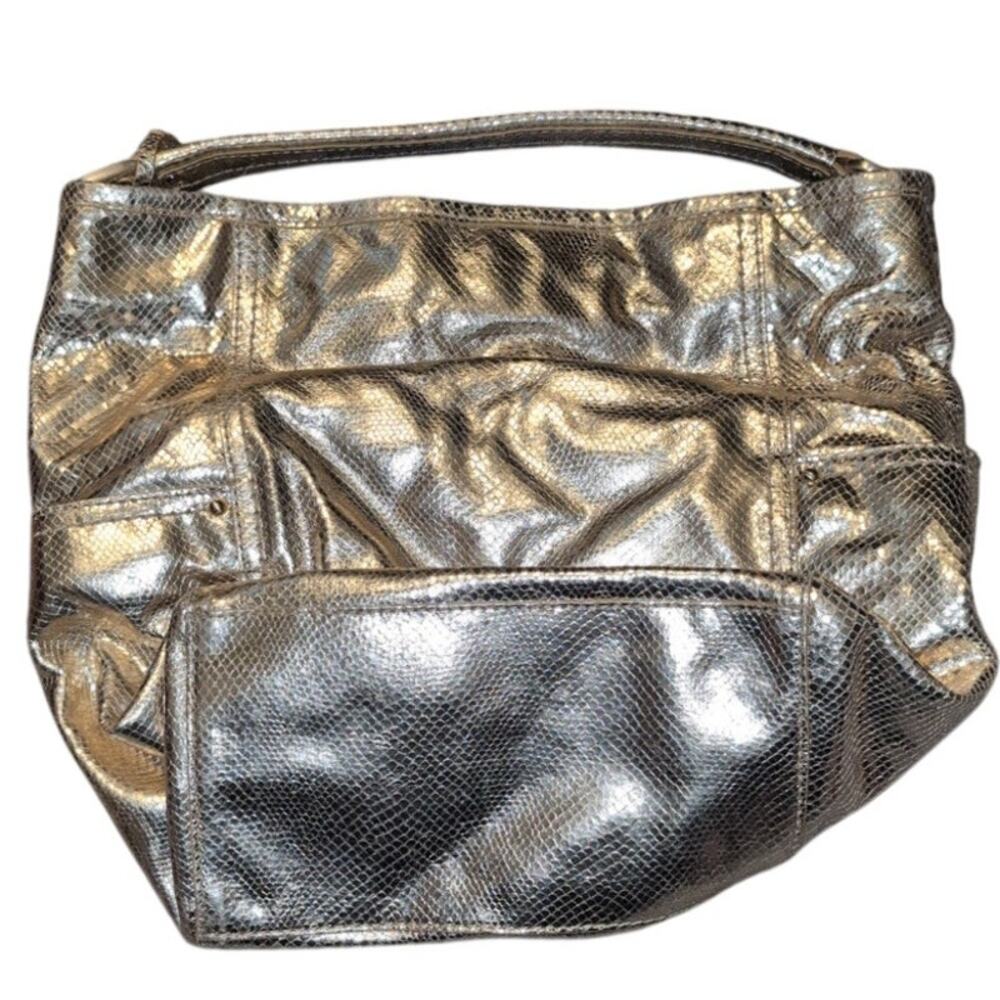 Cole Haan Gold Metallic Leather Hobo Shoulder Bag Purse - Picture 8 of 9